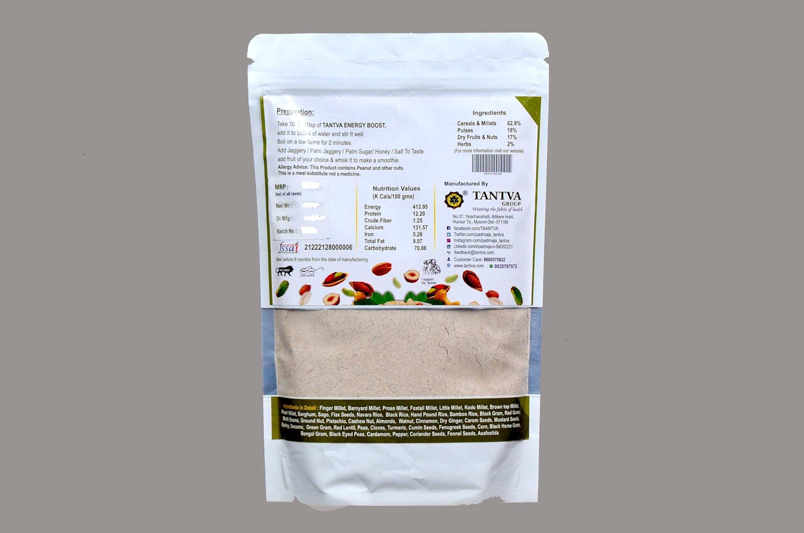 Tantva TANTVA Diabetic Care Energy Boost Health Mix | Multi Millet Multi Grain Dry Nuts | With 45 Natural Healthy Ingredients | Gluten Free | Sugar Free | Tasty | Healthy | 500 gms