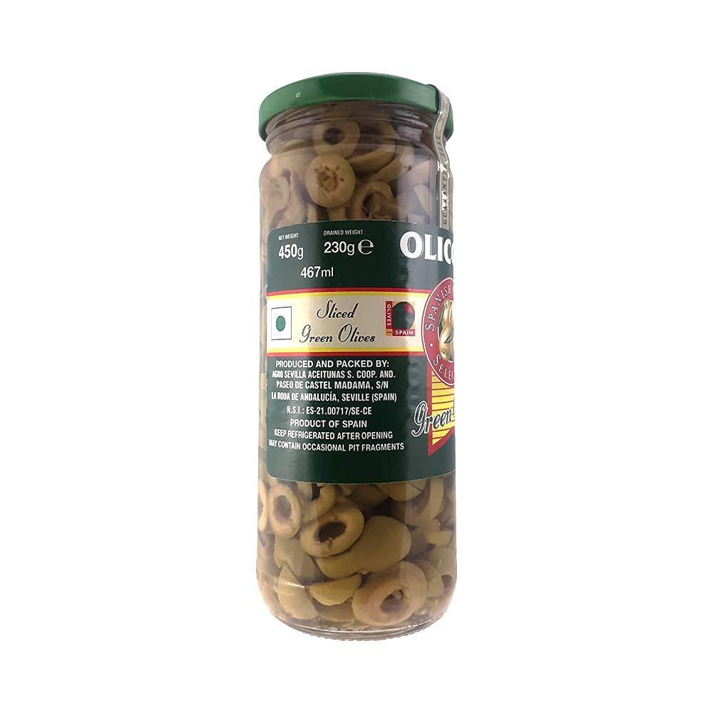 Olicoop Olicoop Green Sliced Olive, 450g, Pack of 2, Produced in Spain