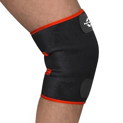 Nivia Nivia Knee Support for men and women|Knee Brace|Knee Guard |Knee Cap|Knee Wrap|Knee pain relief |Knee Belt|Running|cycling, Gym For Comfort & Adjustable with Velcro, Made of Neoprene Free Size(Black)