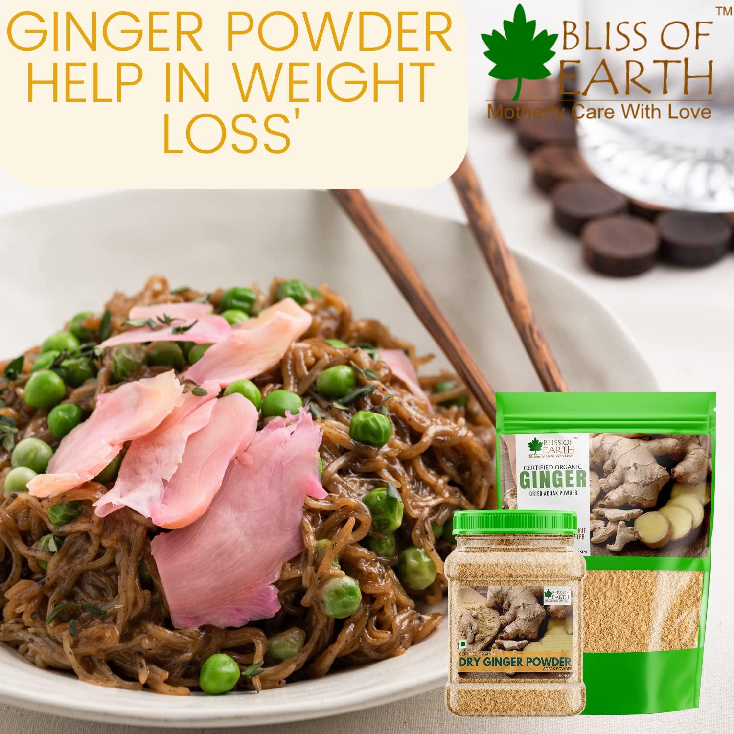 BLISS OF EARTH Bliss of Earth Certified Organic Ginger Powder Dry for Tea & Juice, Pure Antioxidant Super Food, 250GM