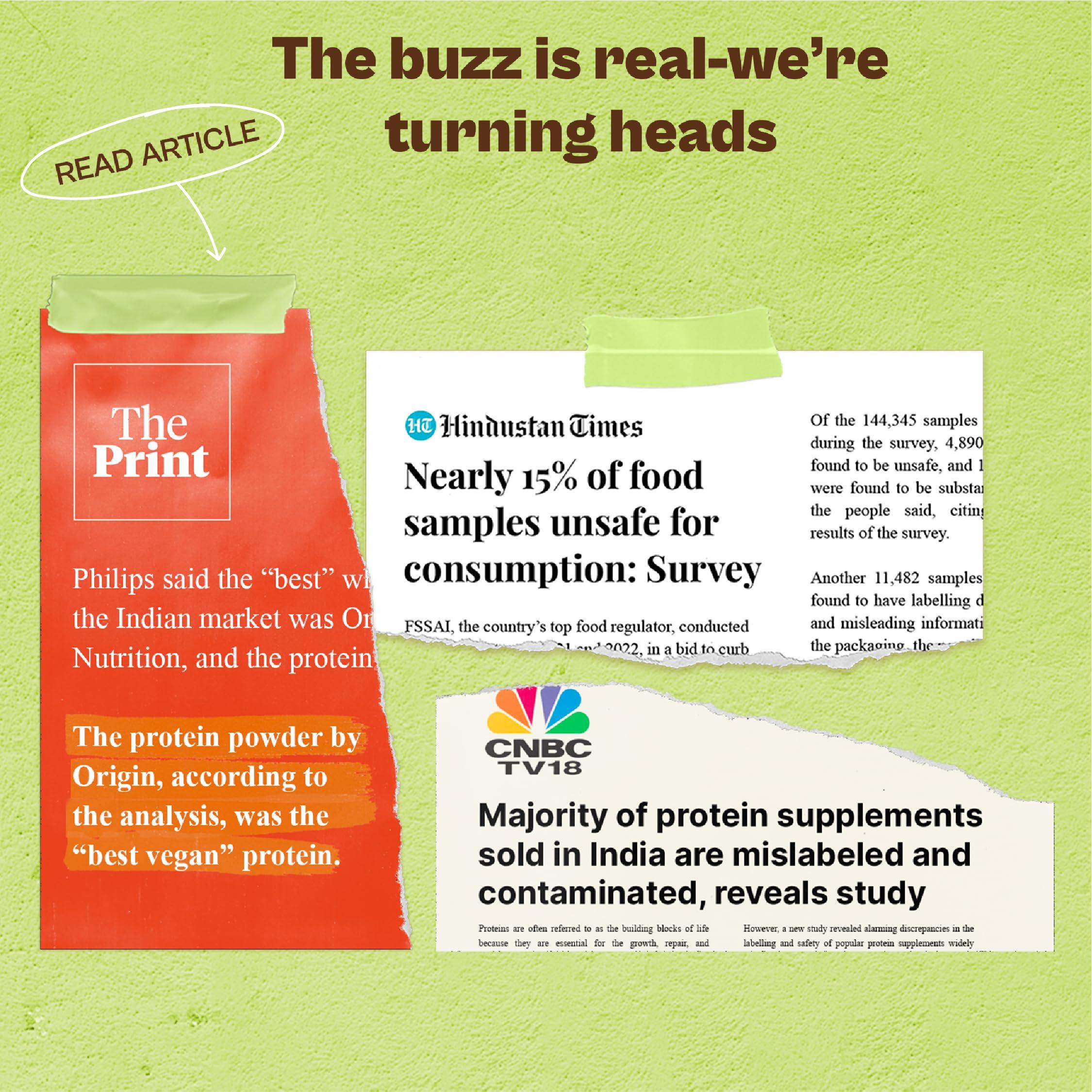 ORIGIN NUTRITION Origin Nutrition 100% Natural Vegan Protein Powder, Unflavoured with 25g Plant Based Protein, Gluten Free, Dairy Free, No Added Sugar, Soy Free, Non - GMO, Jain, 8 Servings, 260g