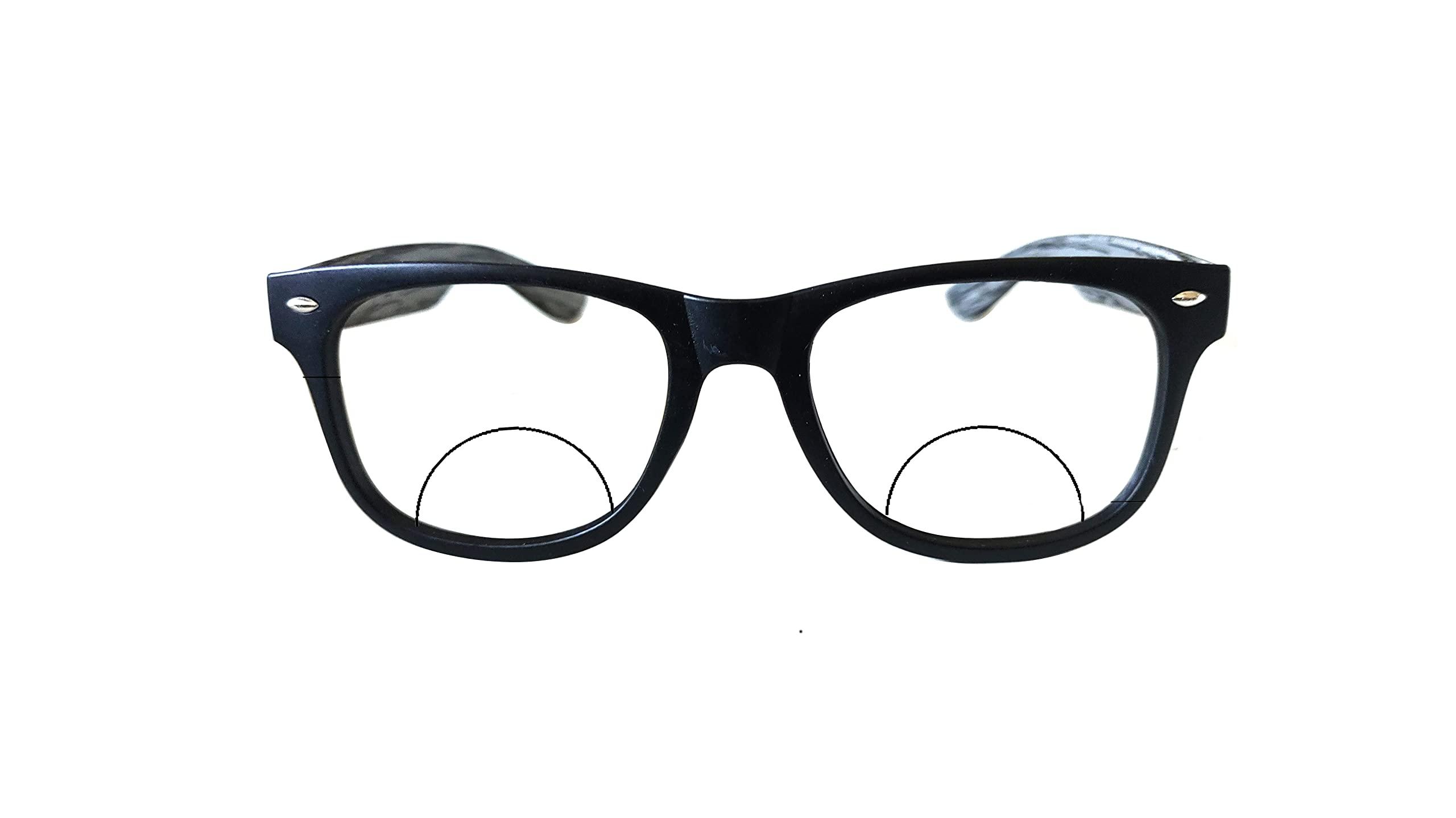 Nspecs An Optical Mall N specs Bifoacal Reading Glasses Distance Zero Power Near +1.00 to +3.00 Power For Mens Womens Black Colour Thick Side TR90 Material Frame With Unbrekable Fibre Glasses (+2.00)