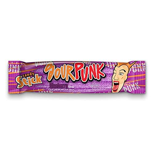 Sour Punk Sour Punk Candy Sticks, Blueberry Flavor - Pack of 12 (40g each), Sweet and Sour Chewy Candies || Party Treats Pack || Share with Freinds and Family