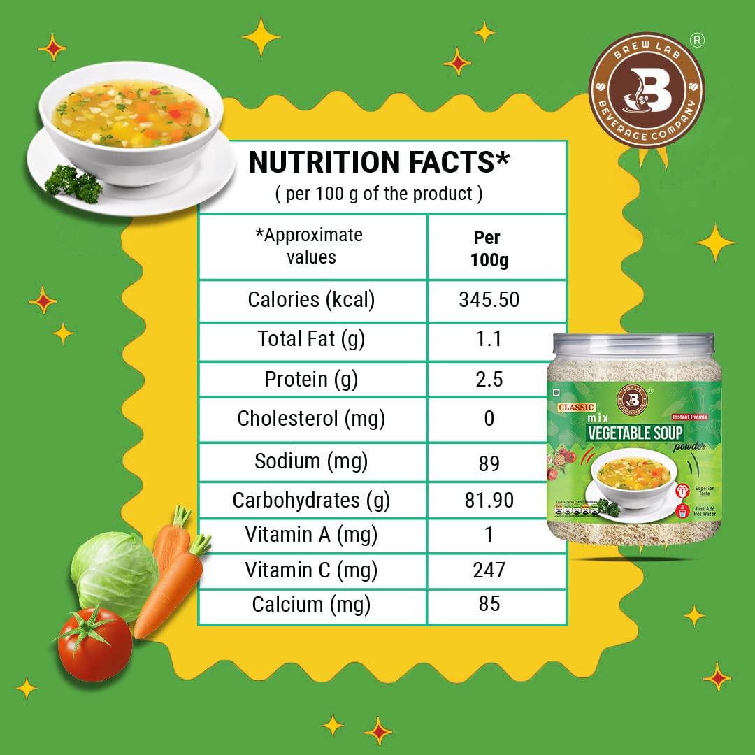 Brew Lab Brew Lab Classic Mix Vegetable Soup Powder | Rich Source of Fluids | Suitable For Vending Machines | Healthy & Tasty | (250gm)