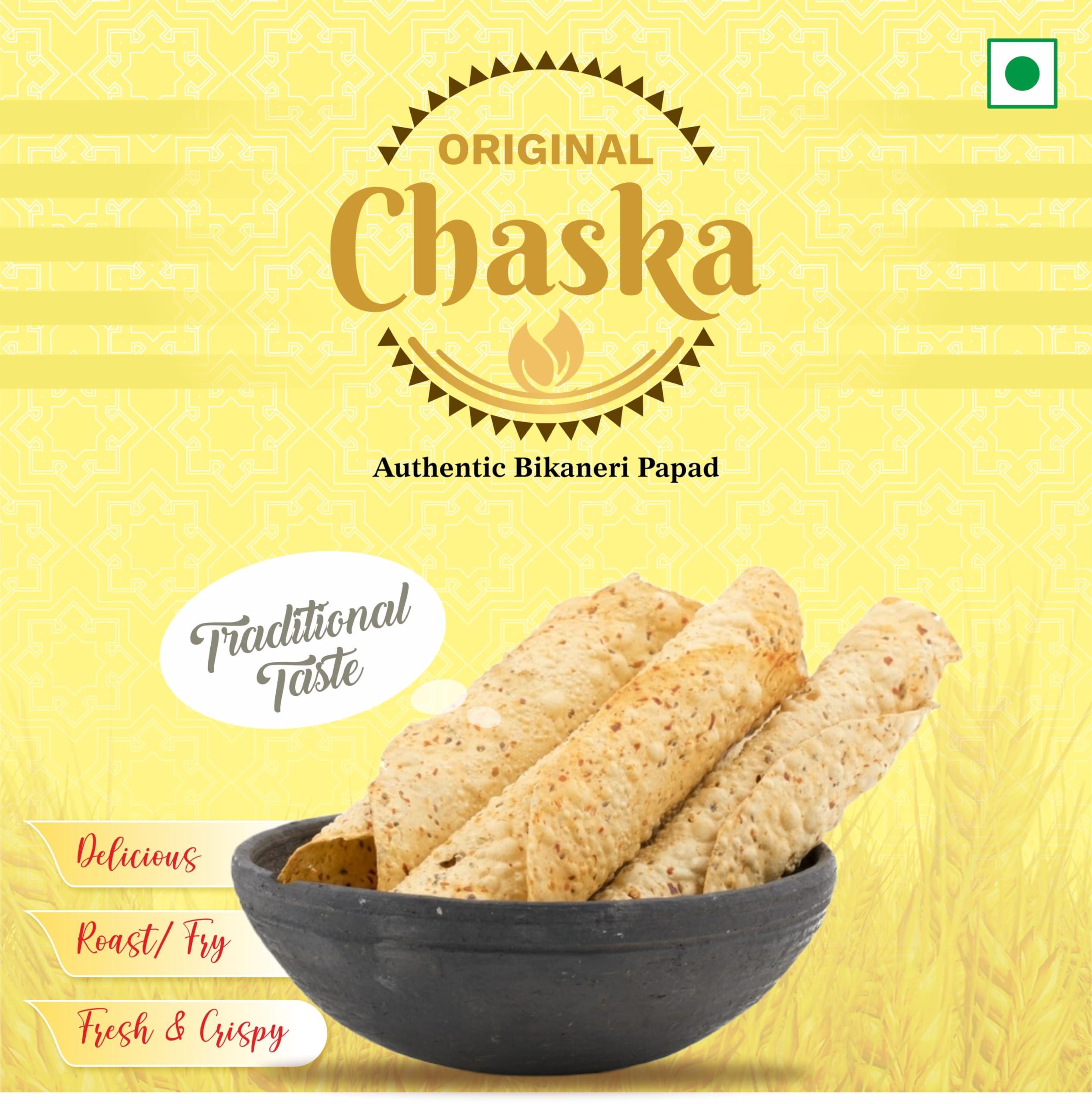ORIGINAL CHASKA ORIGINAL CHASKA Bikaneri Special Masala Urad Dal Papad | Homemade, Low Spicy, Crispy & Crunchy Papad (200)