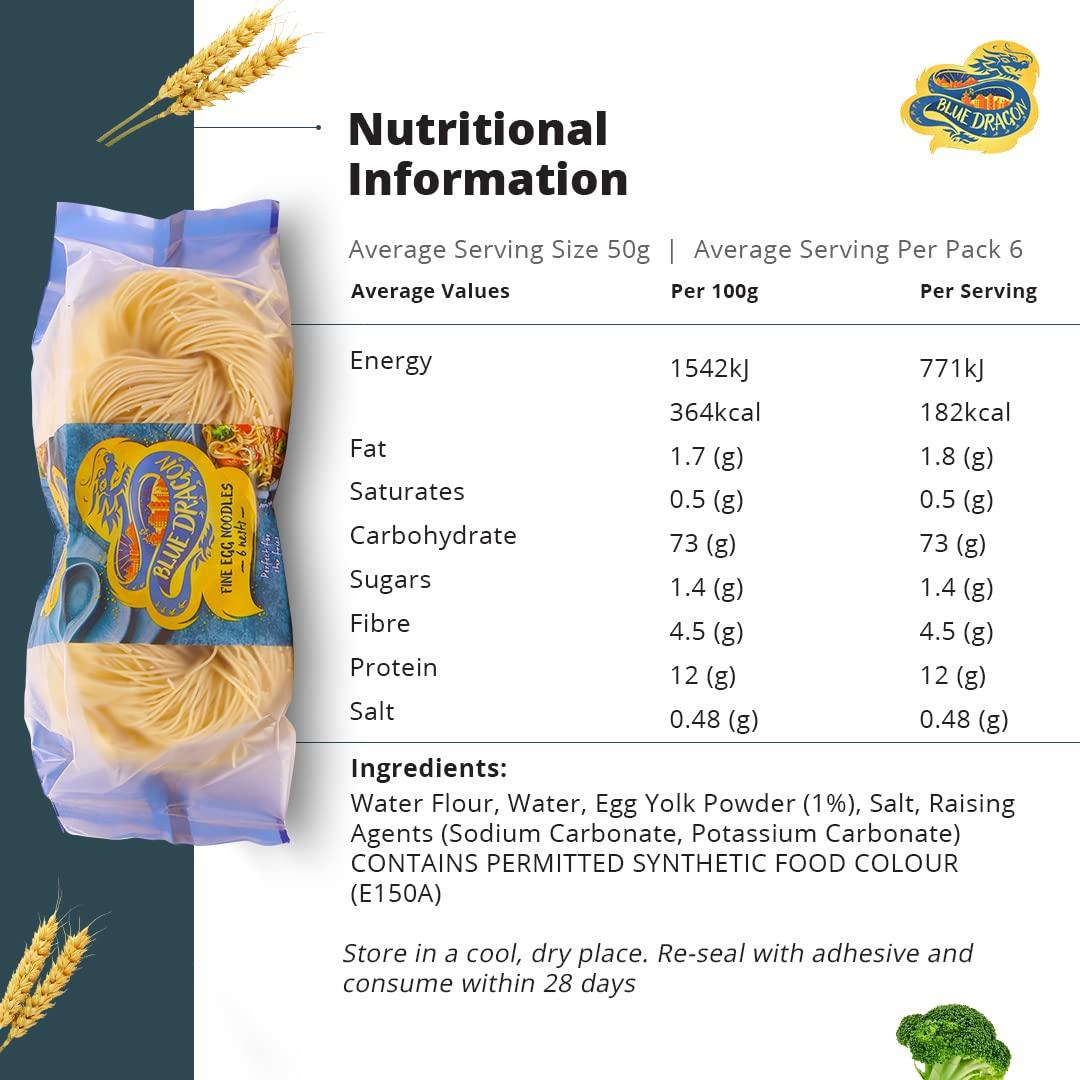 Blue Dragon Blue Dragon Egg Noodle Medium - 300g & Egg Noodle Fine - 300g | No Preservative & Artificial Colors | Eggs, Wheat, Soya Wheat, Peanuts And Nut | Noodles Packet (Combo of 2)