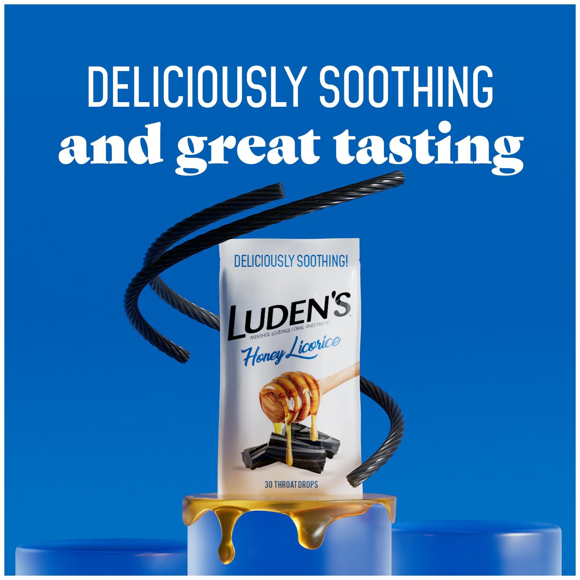 Ludens Luden\'s Throat Drops, Honey Licorice, 12 Bags of 30 drops