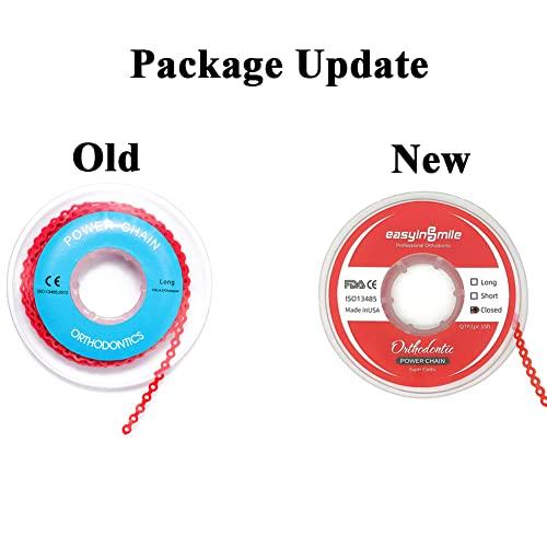 Easyinsmile Dental Orthodontic Braces Rubber Chains, Elastic Power Chains for Braces (Closed, Black)