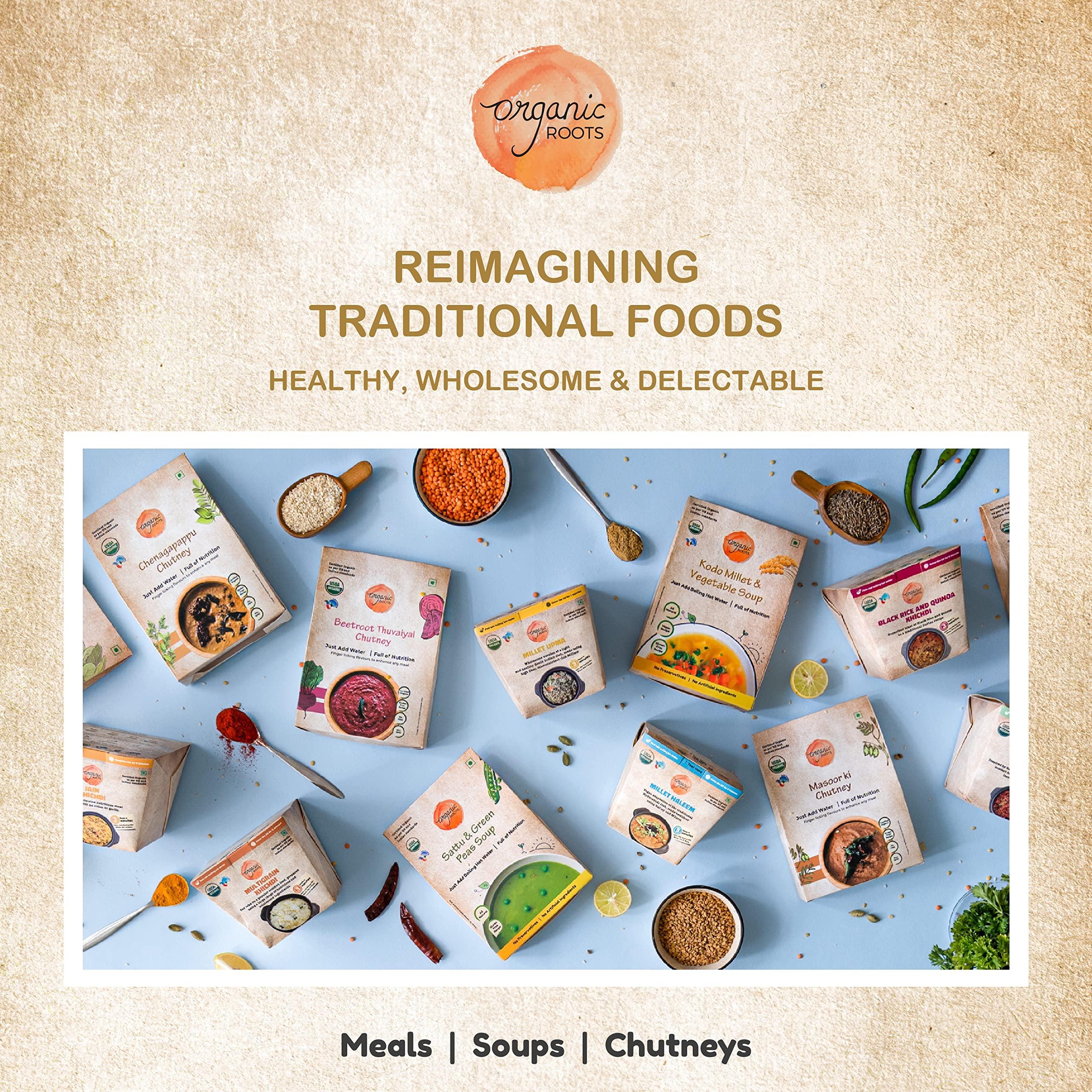 Organic Roots Organic Roots Sattu & Green Peas Instant Soup Packets, Healthy Natural Ready To Cook Vegetable Soup Mix Powder, Pack of 2 (30G Each, 230Ml)