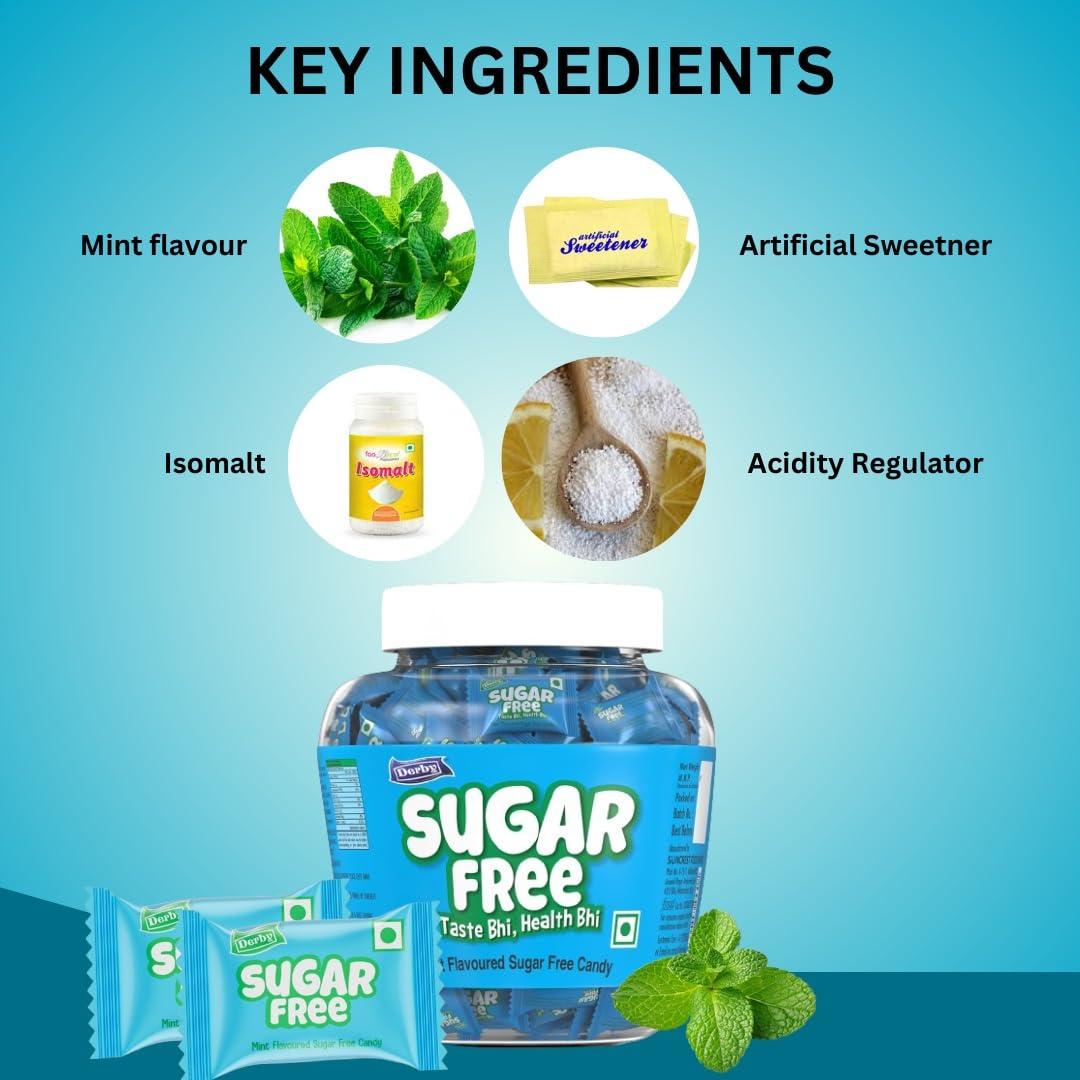 Derby Derby Sugar-Free Mint Candy Jar (100pcs) & VitaCin Poly (100pcs) / Suitable for All/Enriched with Vitamin C/No Sugar Candy. / Combo Pack of 2 / 650Gms