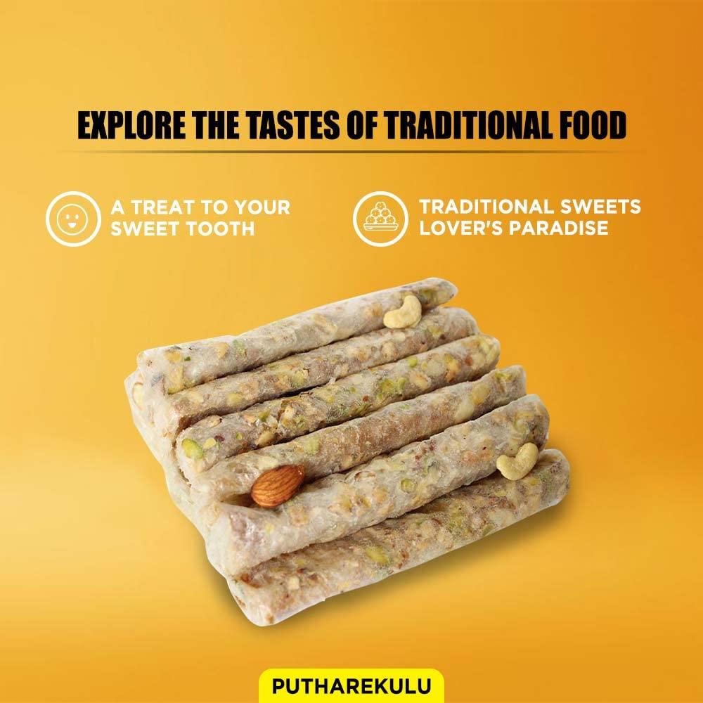 SITARA FOODS Sitara Foods Bellam Putharekulu Pootharekulu Paper Sweet Short 250 Grams Pack