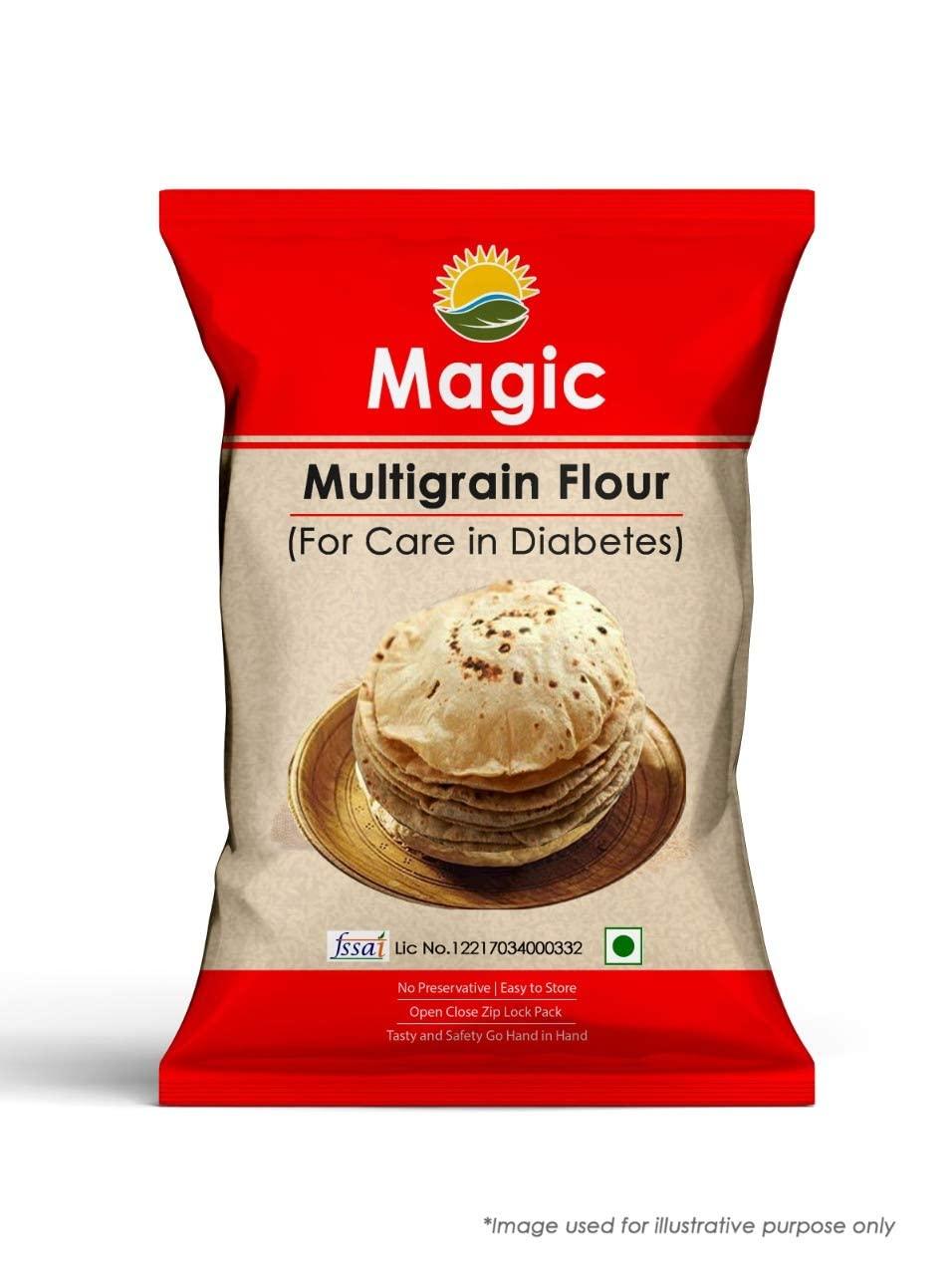Magic Magic Multigrain Flour for Care in Diabetes Low GI chakki Ground multigrain Atta Pack of 2 (1200 g)
