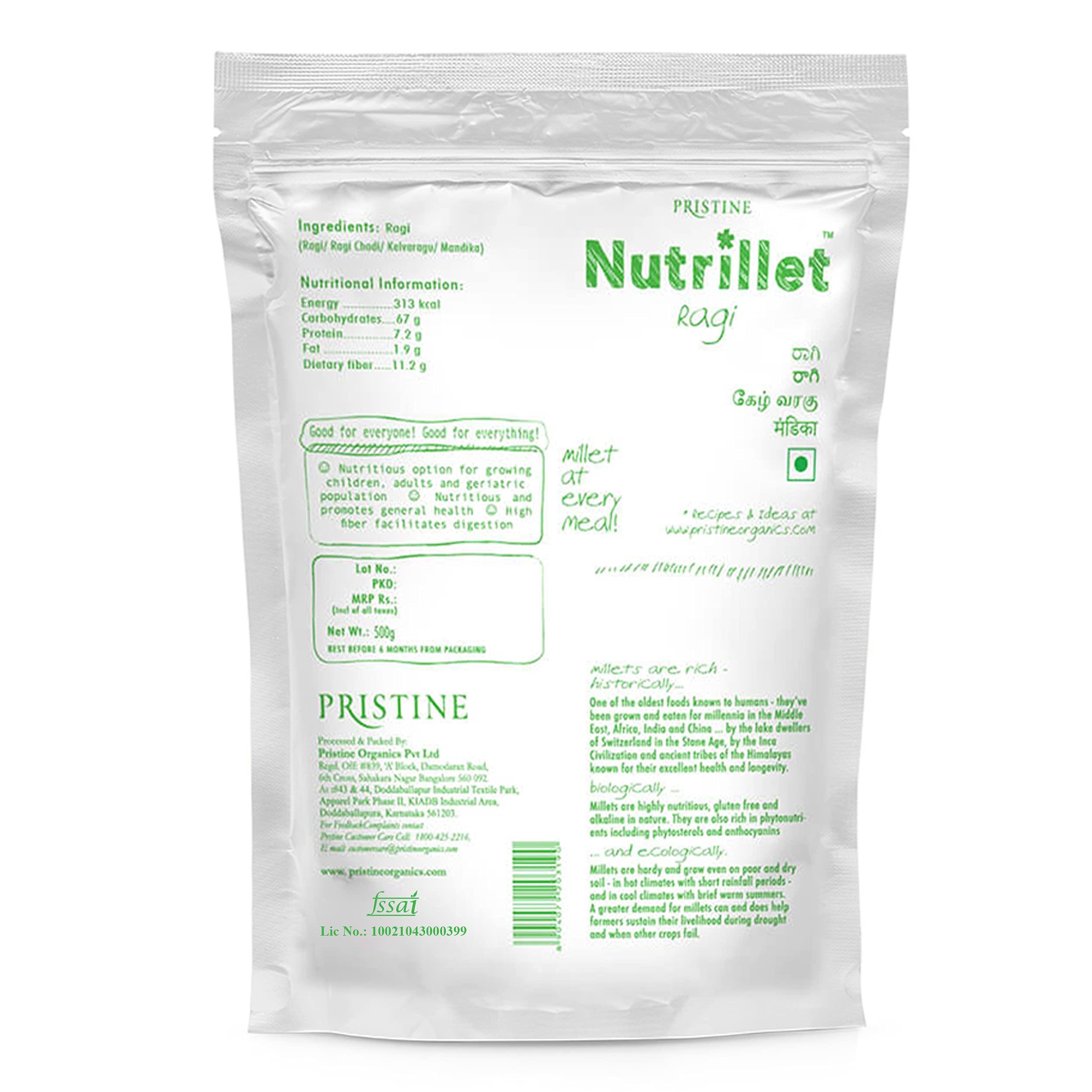 PRISTINE PRISTINE Nutrillet Healthy Ragi Pouch, 500g Each - Pack of 3