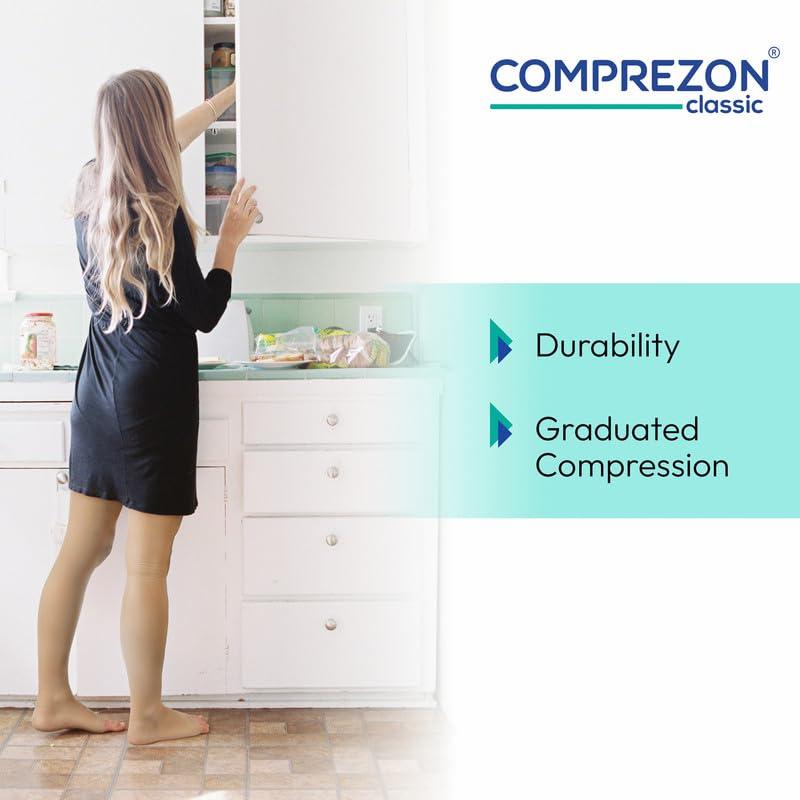 Comprezon Comprezon Classic Lycra Medical Compression Stockings | Class 2 Compression | Above Knee Length | Pain Relief & Swelling Reduction | Compression Socks for Men and Women | Varicose Veins Stockings (Small)