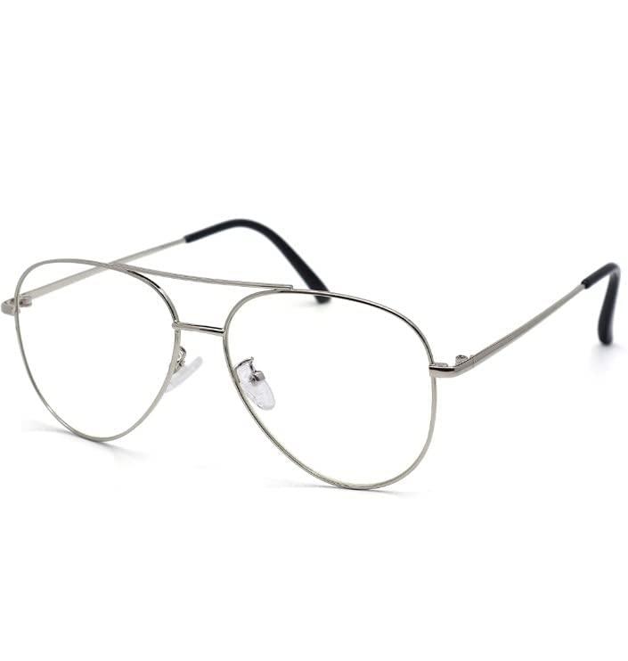 Fision Fision Progressive Anti Glare Reading Glasses For Men And Women Premium Silver Avaitor Frame Distance Zero Reading (+1.00 TO +3.00) Progressive (Distance Plano (0) Power / Reading +2.50)