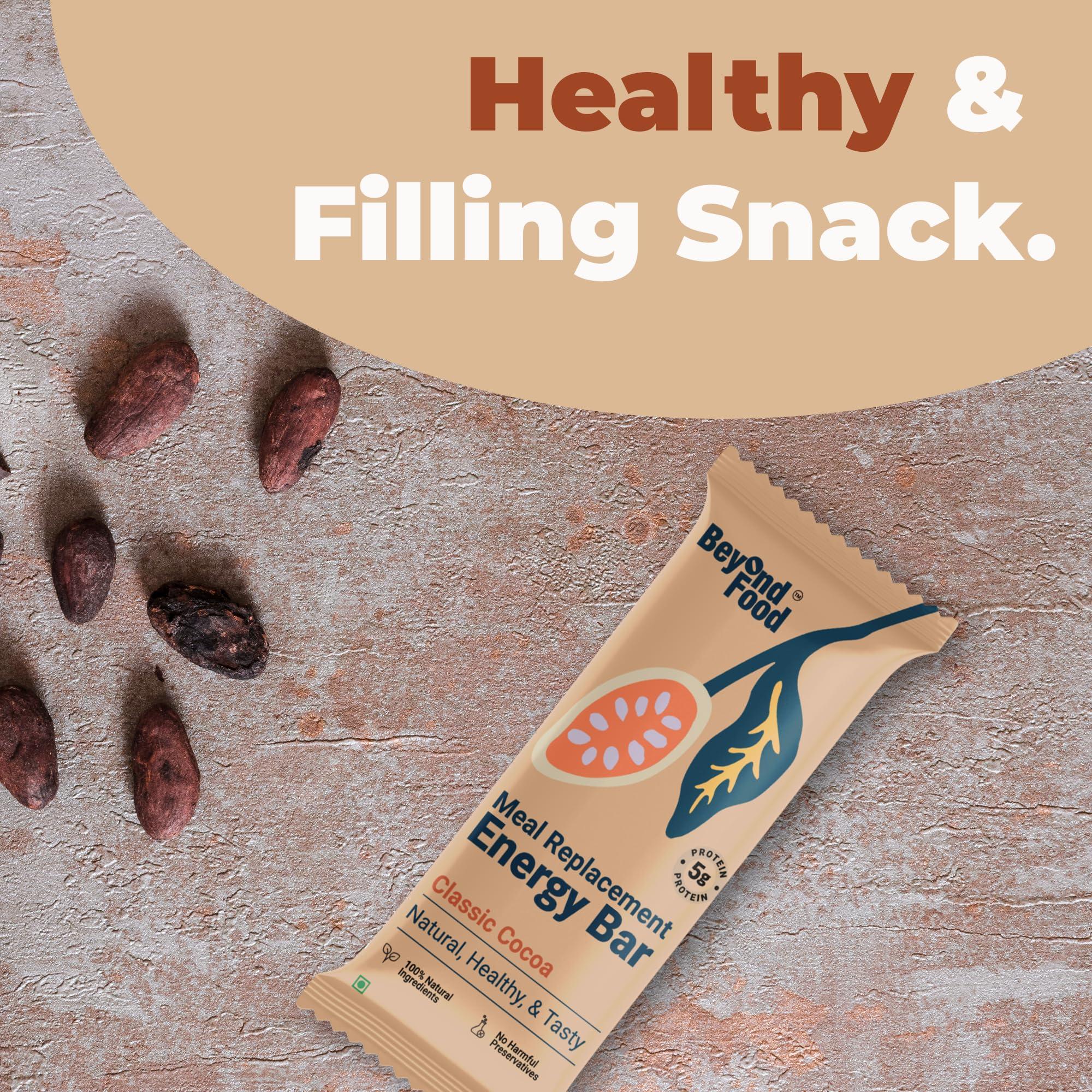 Beyond Food Beyond Food Meal Replacement Bars (Pack of 6, 220 Kcal Each) | 5g Rich Protein | No Added Sugar | Made with Dates, Nuts, Seeds & Dry Fruits | Healthy Snacks for Energy & Fitness | Classic Cocoa Box