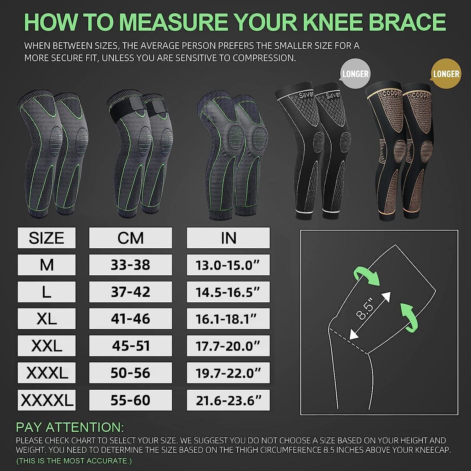 serveuttam serveuttam Knee Support for Men- 3D Knitted Knee Brace for Gym, Workout and Pain Relief | Extra Long Leg Braces Knee Sleeve for Working Out, Joint Pain (S, Green-Black) (M, Green-Black)