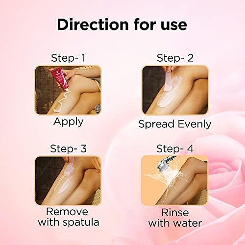 Ikin Ikin Rose Hair Remover Cream - Hair Removal Cream for Women for All Skin types | 2x Longer Lasting Smoothness than Razors (Pack of 4 (60gm X 4))