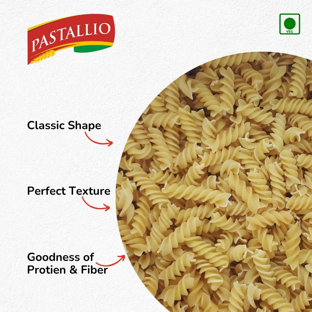 PASTALLIO Pastallio Durum Wheat Semolina Pasta Pure and Healthy to Eat with No Other Additives, Great Source of Energy, Iron and Protein- Fusilli (2Packs of 500g)