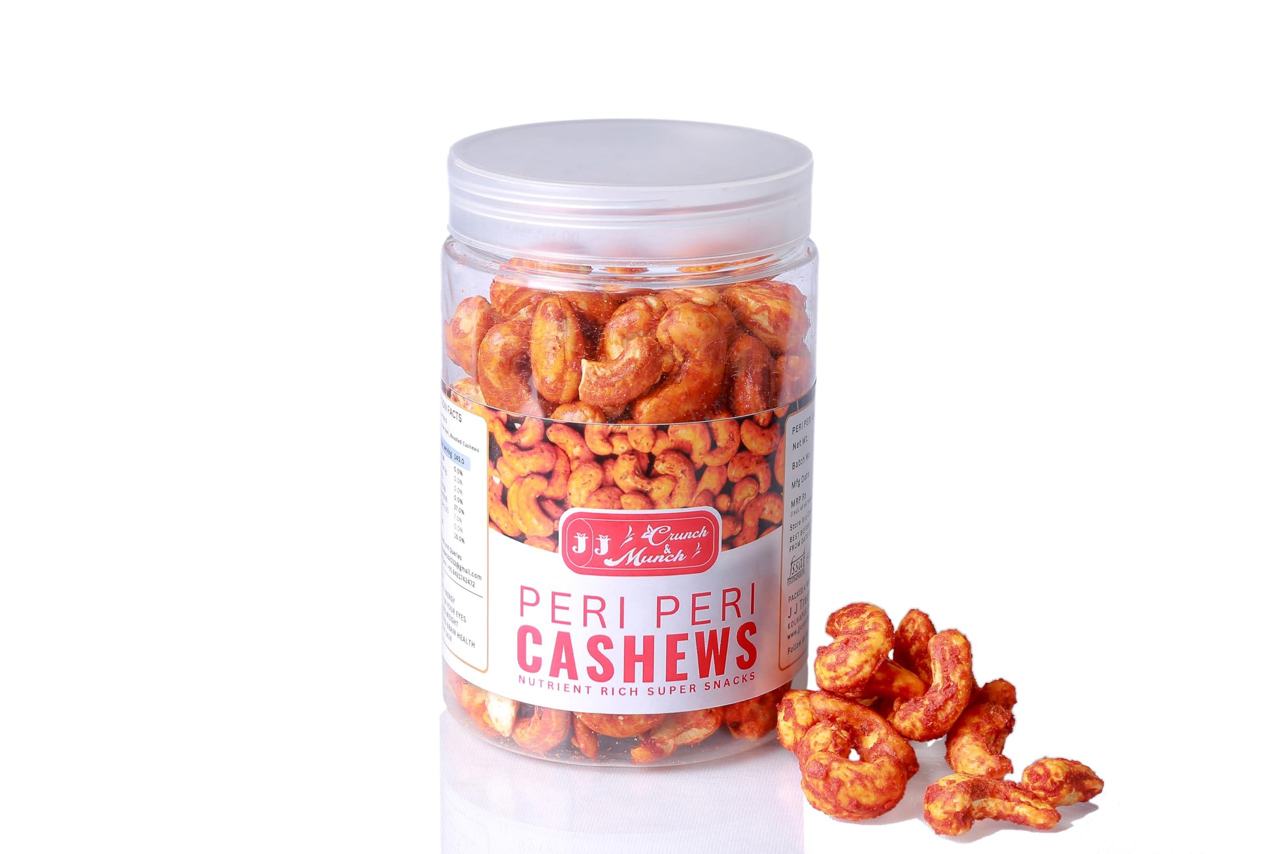 J J crunch N munch J J crunch N munch Peri Peri Cashew Jar - 250 Grams | Kaju roasted in olive oil, not fried | Healthy dryfruit snack | Diet friendly | Premium Gift | Birthday, Anniversary, Wedding (1)