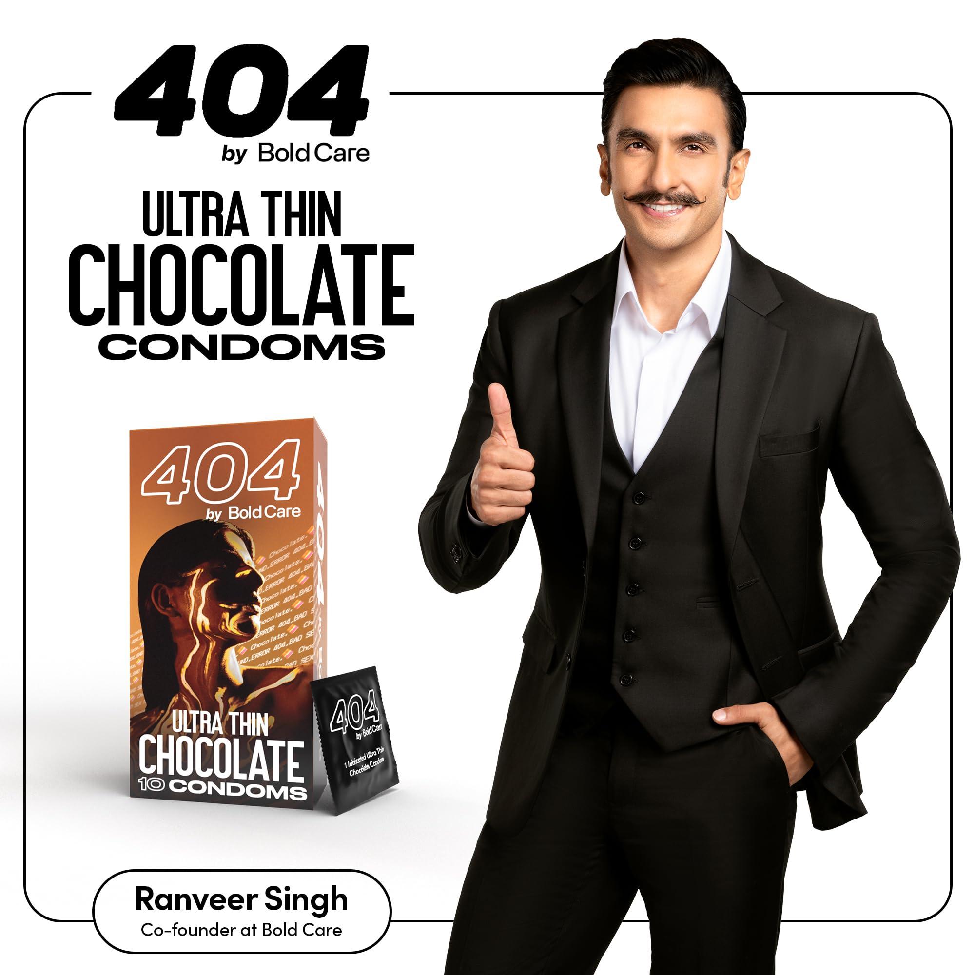 Bold Care BOLD CARE 404 Super Ultra Thin Chocolate Flavored Condoms For Men | 60 Microns | 10 Units | Intense Fit with a Barely There Feel | With Disposable Pouches (Pack of 1)