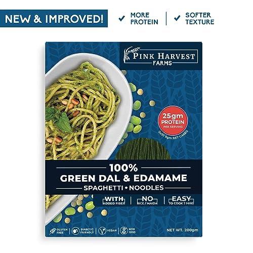 Pink Harvest Farms Pink Harvest Farms Green Dal & Edamame Spaghetti Noodles | No Rice - No Maida | Vegan | Gluten Free | High Protein | 3 x 200gm Pack