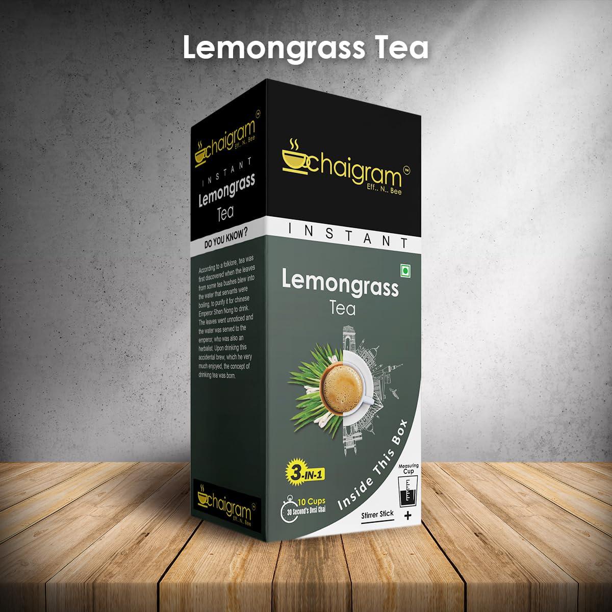 CHAIGRAM CHAIGRAM Cardamom Tea & Lemongrass Tea Instant Tea Premix (10 Sachets each pack, 10 x 14g =140g) Pack of 2