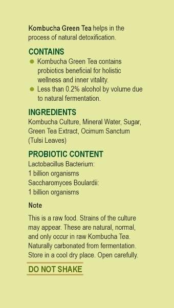 Indopharma Industries Indopharma Industries Refreshing Kombucha Green Tea, for Holistic Wellness, Inner Balance, and Vitality, Natural detoxifying, Gut Friendly Kombucha Drink (Tulsi, Pack of 1)