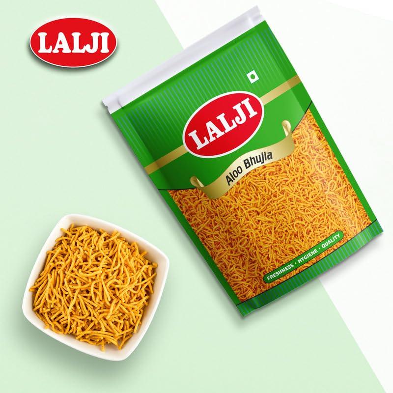 LALJI Lalji Foods Aloo Bhujia 400Gm | Spicy and Crunchy Potato Snack | A Popular Indian Namkeen