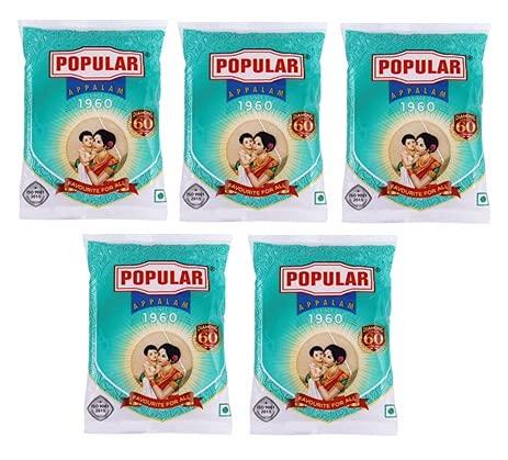 POPULAR APPALAM Popular Appalam- No.1 80G - 3 inches 400G Pack of 5