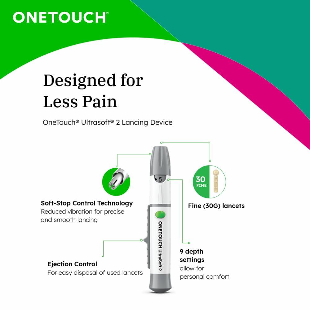 OneTouch OneTouch UltraSoft Lancets | Pack of 25 Lancets | Designed for Less Pain | Global Iconic Brand | For use with OneTouch UltraSoft & UltraSoft 2 Lancing Device