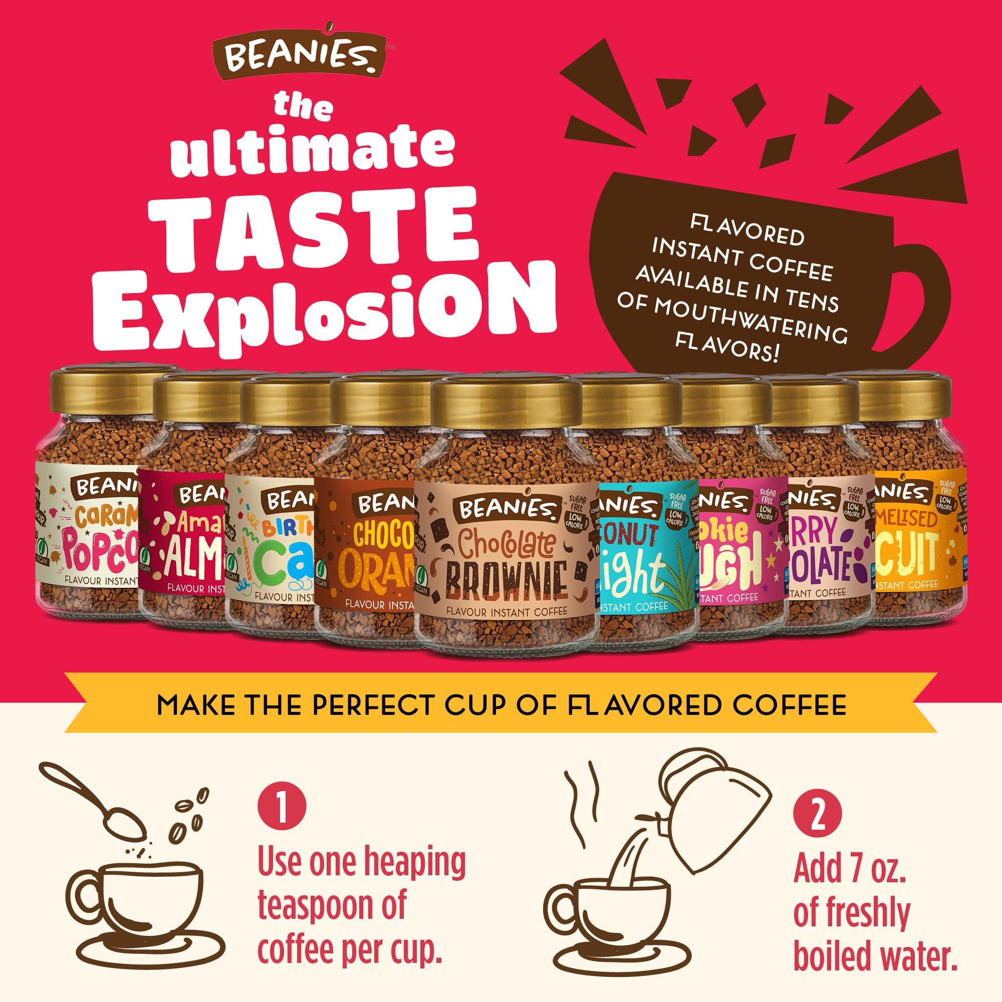 Beanies Flavour Coffee Beanies|Instant Flavoured Coffee | Sweet Cinnamon|Low Calorie, Sugar Free|50 g|Pack of 1