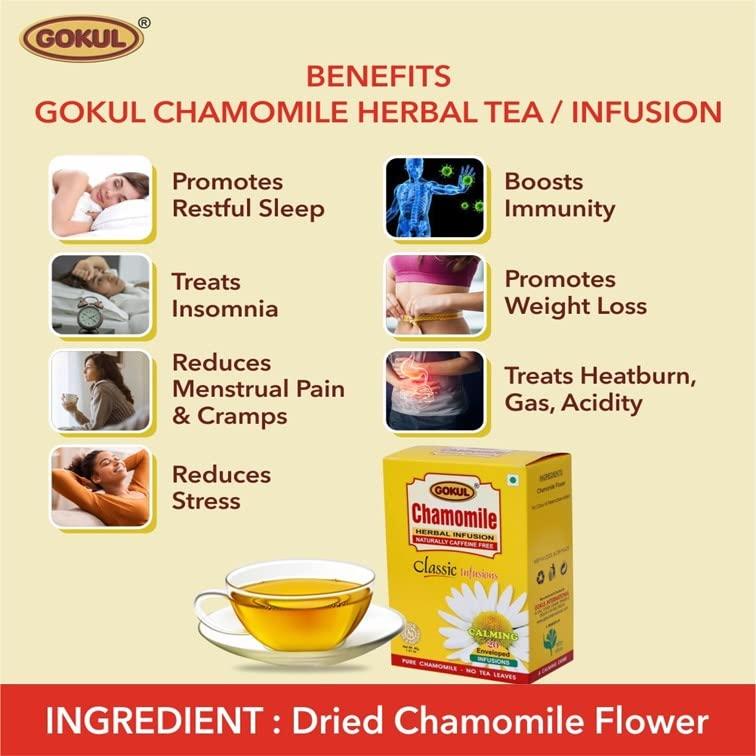 GOKUL Gokul Herbal Infusion Jasmine Tea Bags 20, Chamomile Tea Bags 20, Saffron Rich 100G Gift Pack