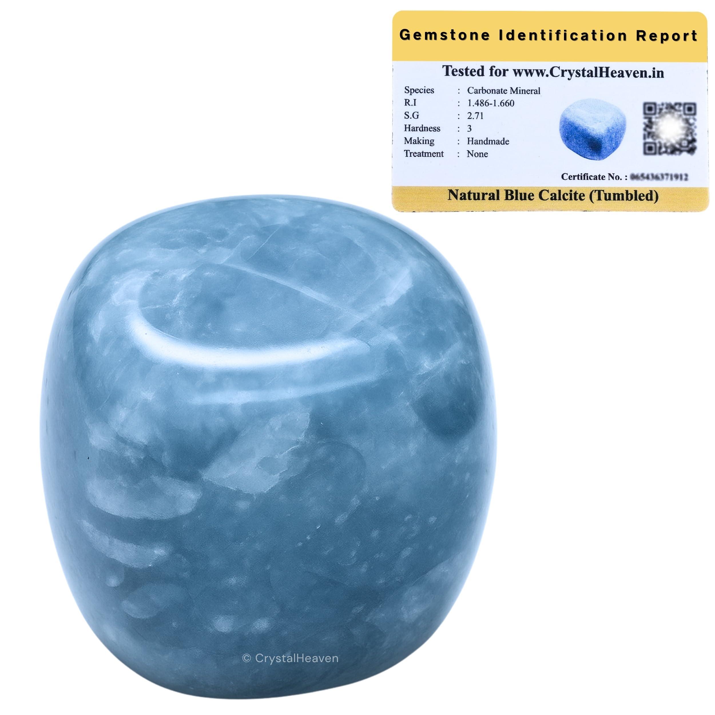 Crystal Heaven Crystal Heaven Certified Blue Calcite Healing Tumbled Stone,Natural Polished Crystals For Diy Crafts,Manifestation,Meditation,Pooja Feng Shui And Reiki Healing(30 Grams)
