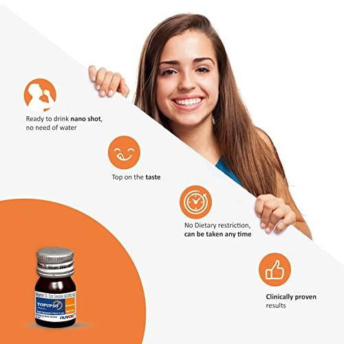 Nuvox Healthcare TOPUP D3 – Ready to Drink Vitamin D3 (Cholecalciferol, 60000 IU) | Nano Shots for Immunity, Healthy Bones & Strong Muscles | Sugar Free Nano Shots | Pack of 4 shots of 5 ml each