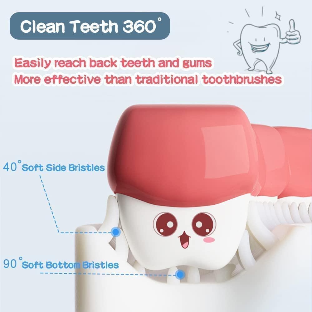DIBEJI DIBEJI Toothbrush for Kids 3-5 Years Children U Shape Toothbrush Baby Brush Teeth Cleaner Silicone Tooth Brush Head 360 Degree Cleansing Infant Toothbrush (Multicolor)