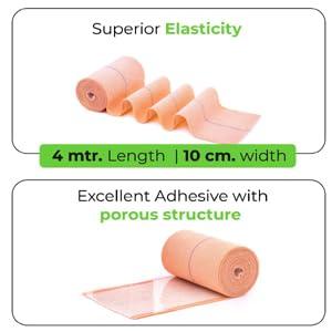 NUVO MEDSURG NUVO MEDSURG Sterile Elastic Adhesive Bandage 10 Cm X 4 M (Pack Of 3)