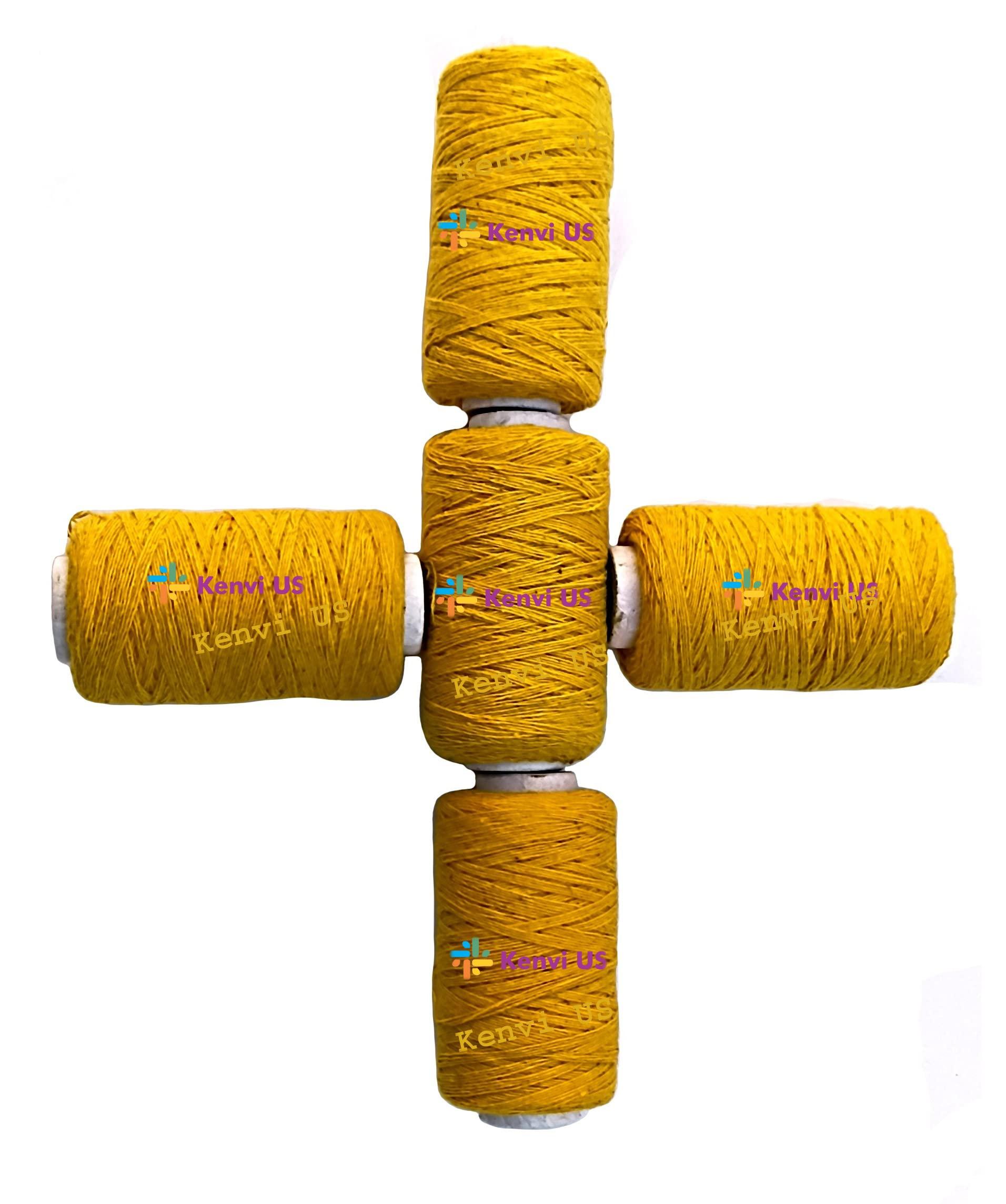 PUSHKART PUSHKART || Best Hindu Religious || Mouli Kalawa || Wrist Thread Band/Mouli Rakhi/Raksha Sutra || (Yellow Mauli Pack of 5 Pcs) || VB-02