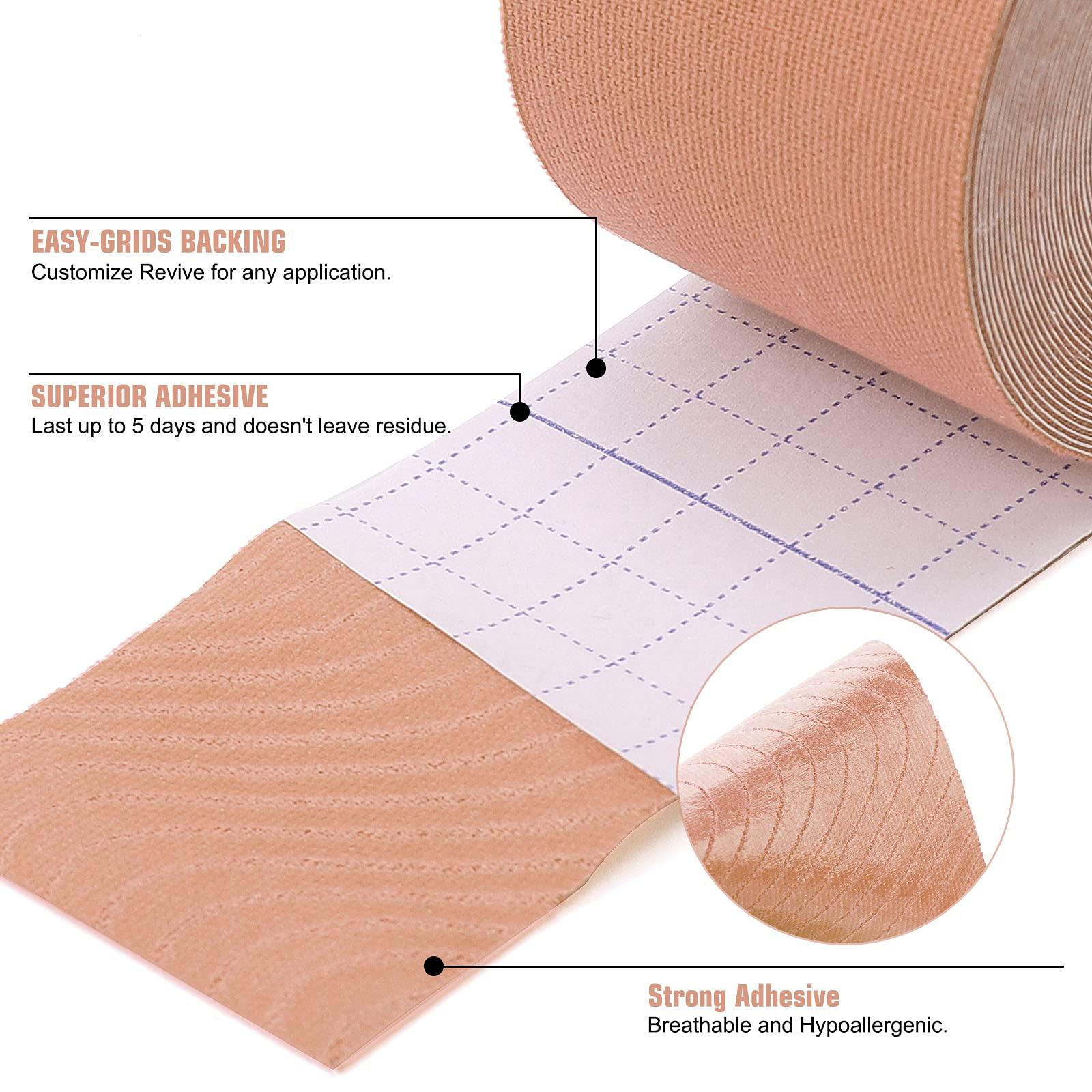 FOU Kinesiology Tape (3 Uncut Roll) Kinetic Tape 16.4 ft Waterproof Athletic Sports Tape Physio Tape for Knees, Shoulder, Ankles, Elbow, Pain Relief,Joint Support (Beige)