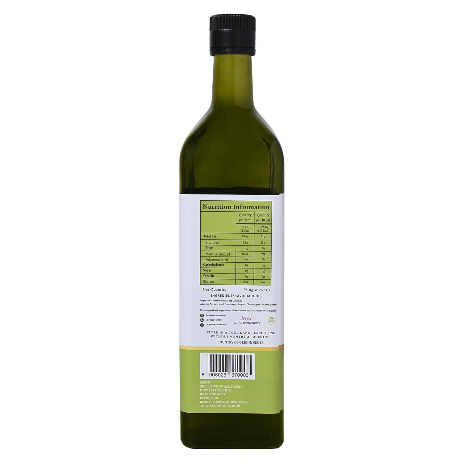 Naturow Naturow Extra Virgin Avocado Oil | Cold Pressed | 100% Natural | Keto and Paleo Diet Friendly | Homemade Sauces, Dressings and Marinades (500ml | 16.9fl oz)