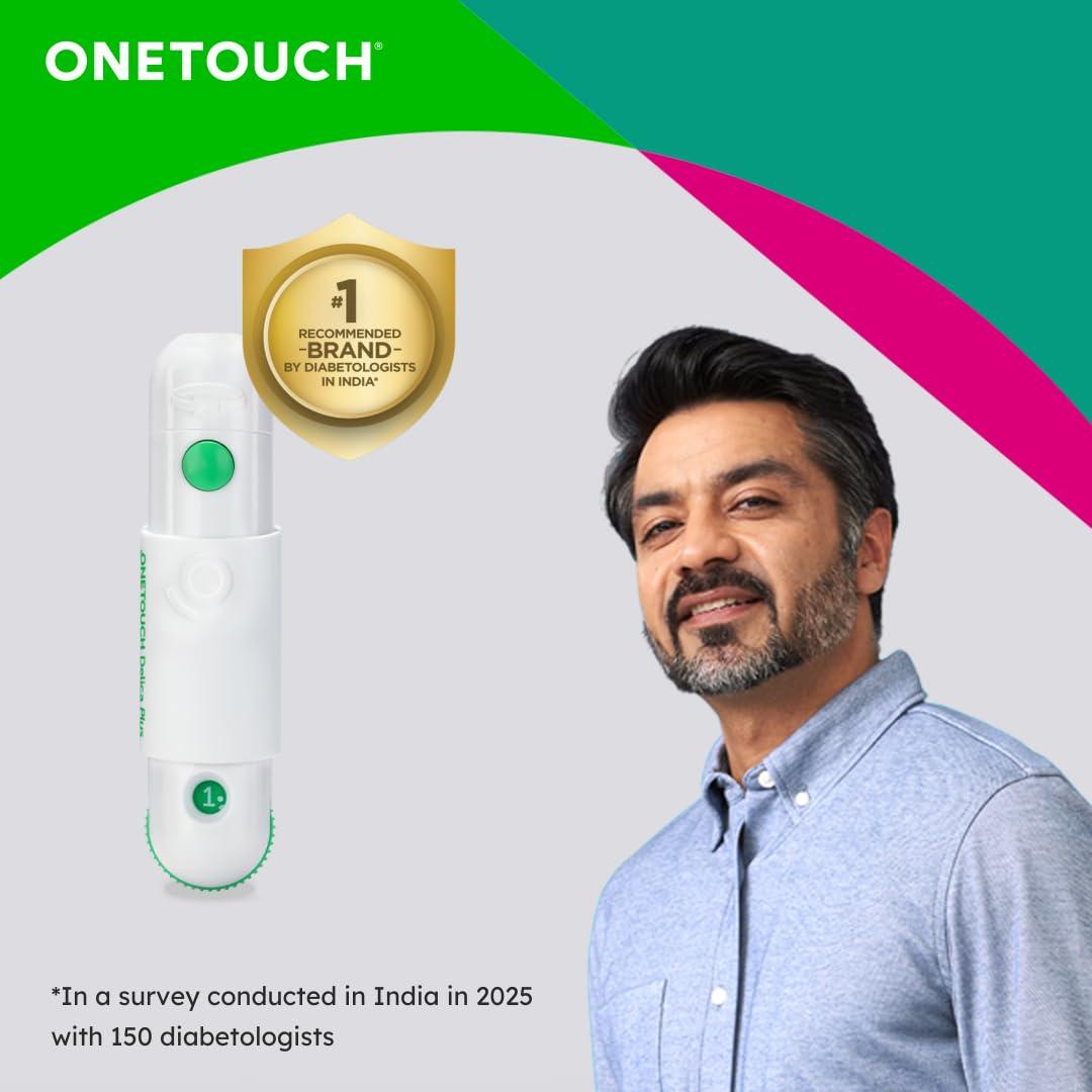 OneTouch OneTouch Delica Plus Lancing Device| For Virtually Pain Free Blood Glucose Testing| Silicone Coated Fine (30G) Lancets for Comfortable Testing | Global Iconic Brand | For use with OneTouch Delica Plus Lancing Device