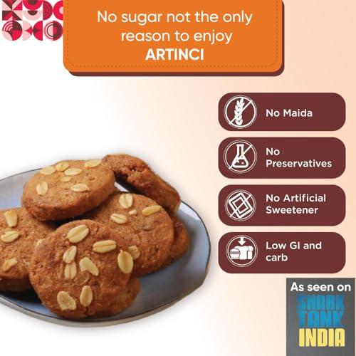 Artinci Artinci Oats Cookies Multigrain - Healthy Biscuits Snack With Oats & Millet|Sugar Free & Diabetic Friendly|High Fiber And Protein Rich|No Maida Or Palm Oil|As Seen On Shark Tank India-185G (Pack Of 1)