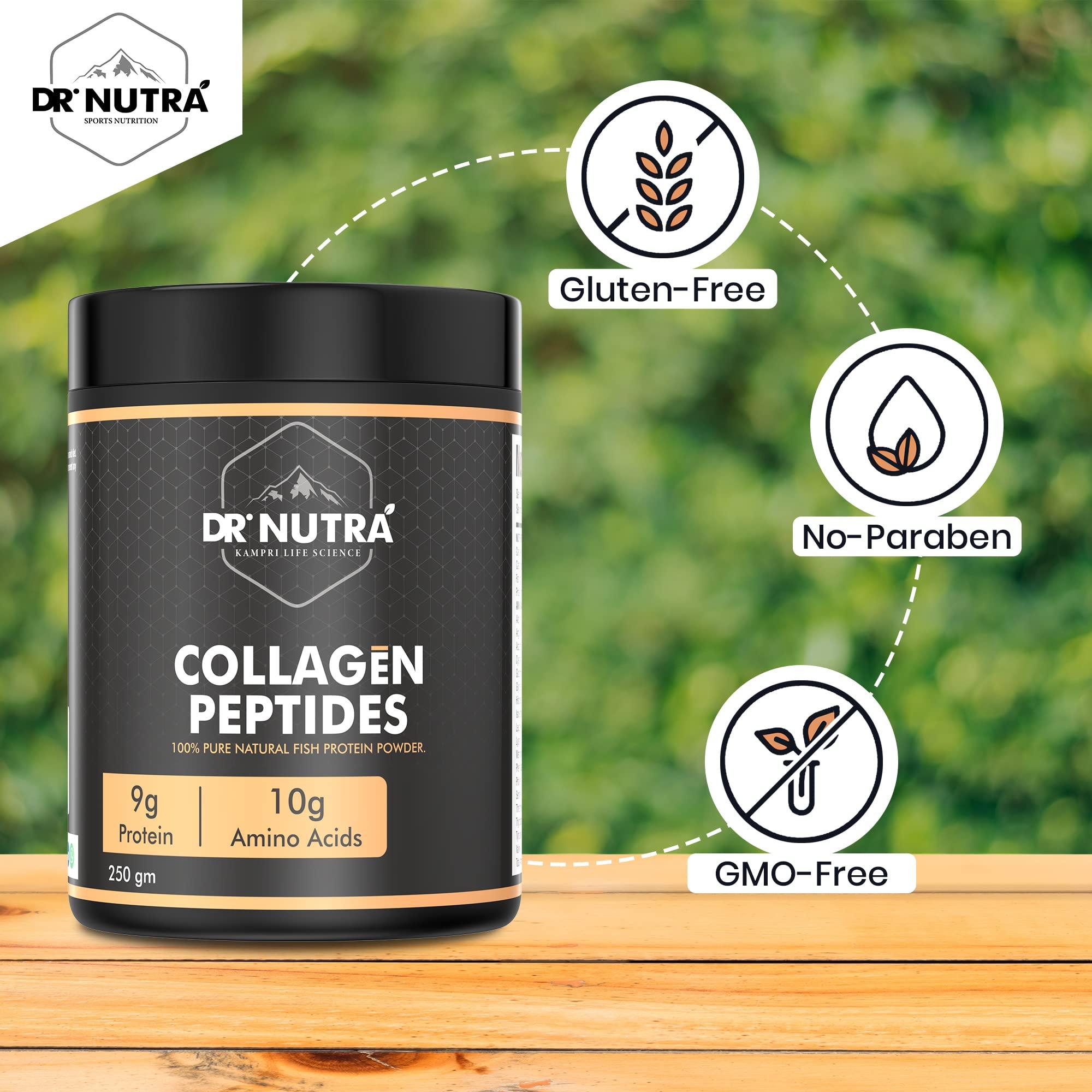 Dr.NUTRA Dr.NUTRA Collegen Peptide Supplement For Men and Women, 100% Pure Natural Fish Protein Powder, Support to Hair, Nail, Skin And Joints Bone Unflavored-250gm