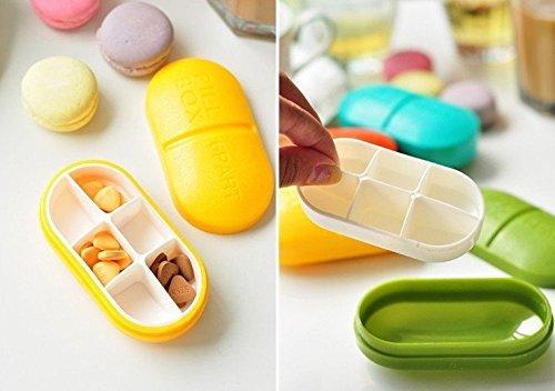 GLIVE (LABEL) GLIVE (LABEL) Portable 6-Slot Capsule Shape Pill Medicine Storage Pill Box Organizer Box for Pills/Vitamin/Supplements (1)