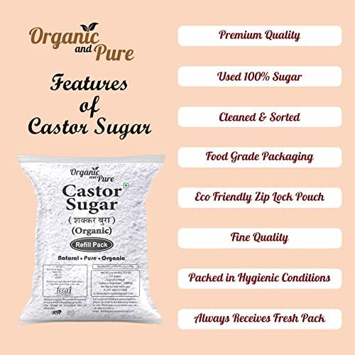 Organic and Pure Oragnic and Pure Castor Sugar | Bura Sugar Powder | Desi Shakkar Burada | Chini Ka Bura | Crushed Sugar (for Baking) (Refill Pack) 4500g