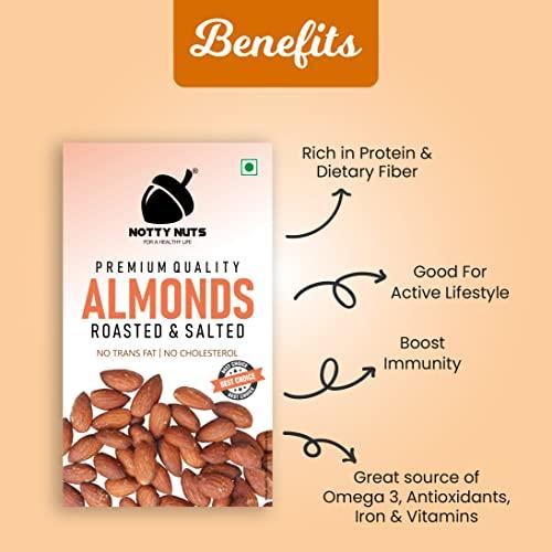 NOTTY NUTS NOTTY NUTS Premium Almonds/Badam Tasty Dry Fruit Nut Snack Roasted & salted For Every Occasion and Gift Pack of 1-250 grams
