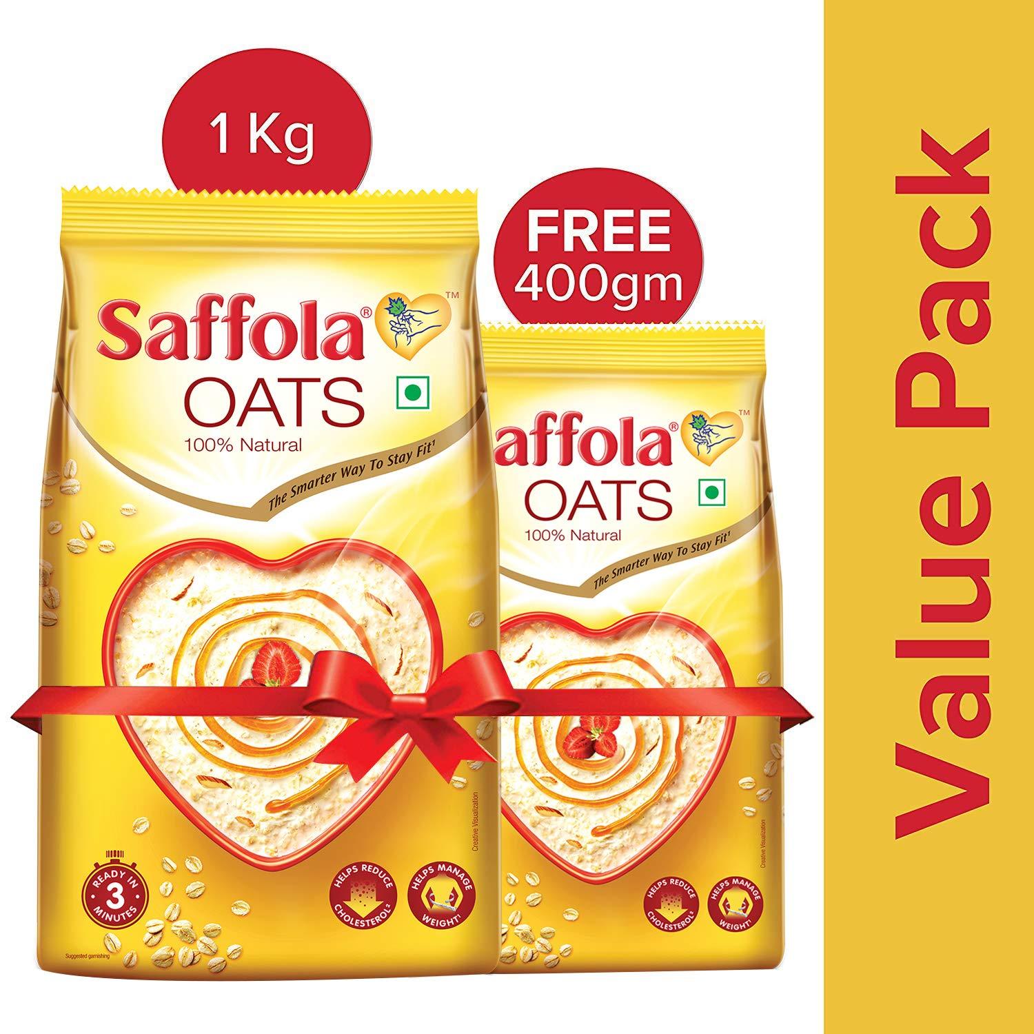 Saffola Saffola Oats, 1 kg with Free Saffola Oats 400 gm + Saffola Masala Oats Masala and Coriander, 500g