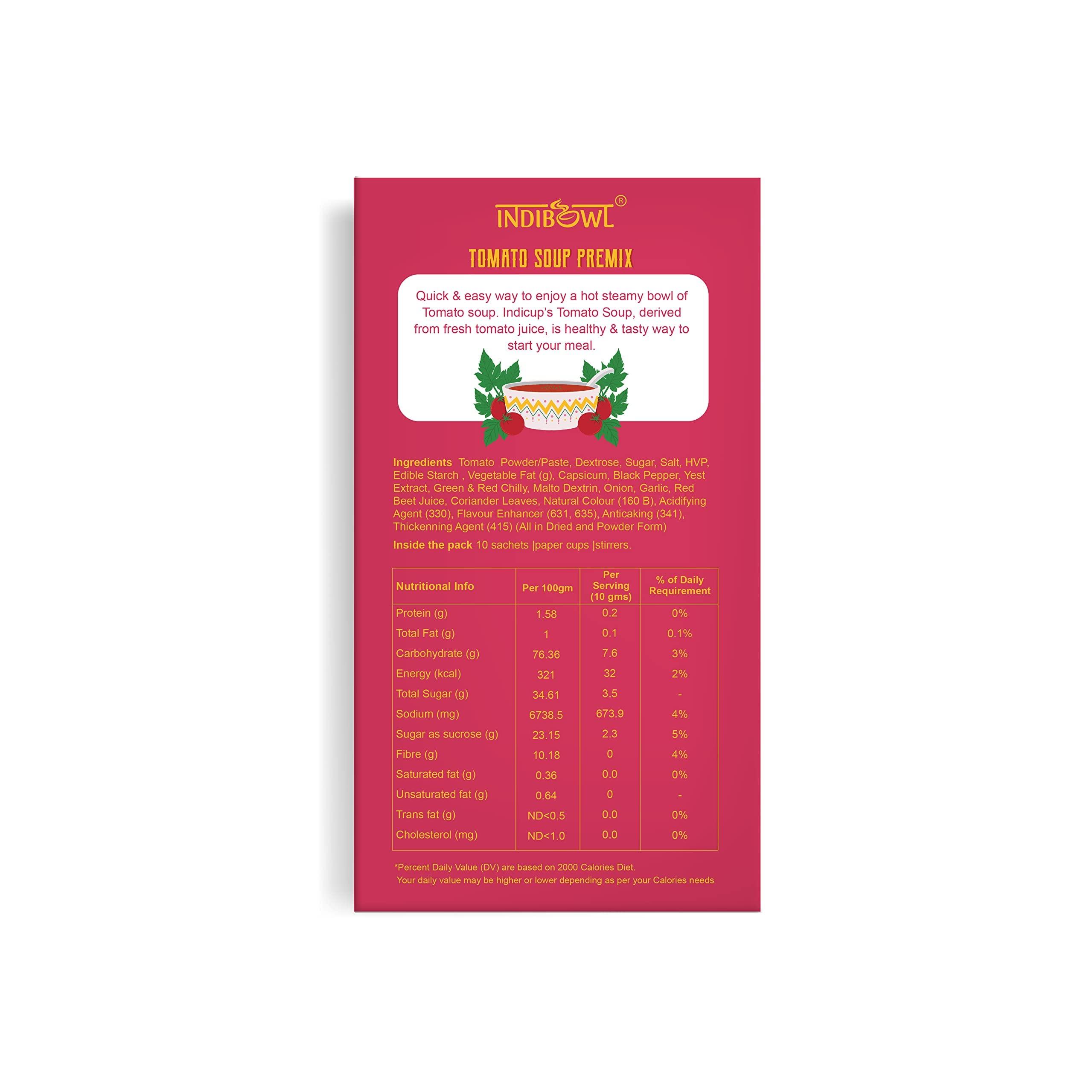 INDICUP Indicup Tomato Soup Instant Premix , Pack of 1- 10 sachets, Instant soup premix, Refreshing taste,