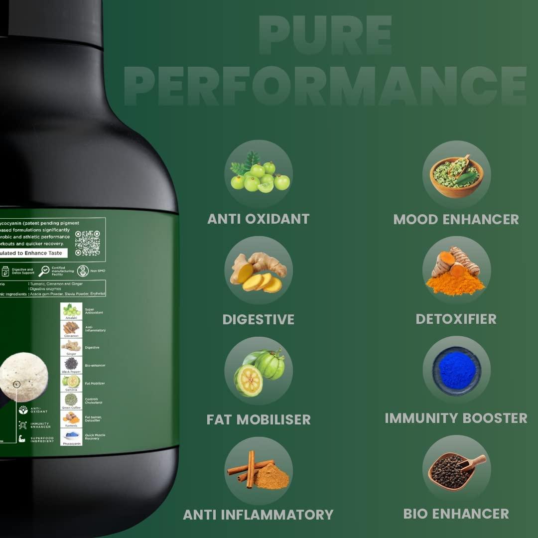 Bolt Bolt Biozyme Plant Protein | Vegan Protein with Superfood PHYCOCYANIN and Ayurvedic Herbs | Complete Amino Acid Profile for muscle Support and Recovery | 2Lb/32oz, 26 Servings | Piedmont Chocolate