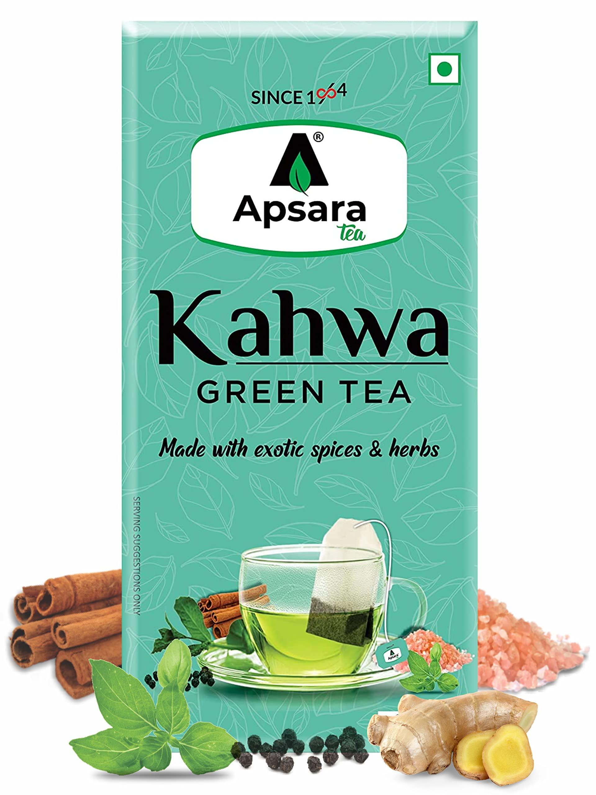 APSARA APSARA Detoxifying Kahwa Green Tea - 100 Tea Bags, Spiced Kashmiri Desi Kahwa Green Tea, Immunity Booster, Blended with Rock Salt, Tulsi, Cardamom, Cinnamon, Black Pepper, Ashwagandha Tea